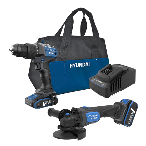Set Masina De Gaurit Si Insurubat Brushless Cu Percutie Hyundai Hd20x-60 + Polizor Unghiular Brushless Hyundai Ag20x-115