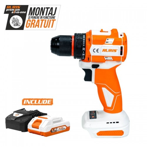 Masina de gaurit/insurubat pe acumulator RURIS RMX 1260 POWER ALFA UP {contine acumulator+incarcator}