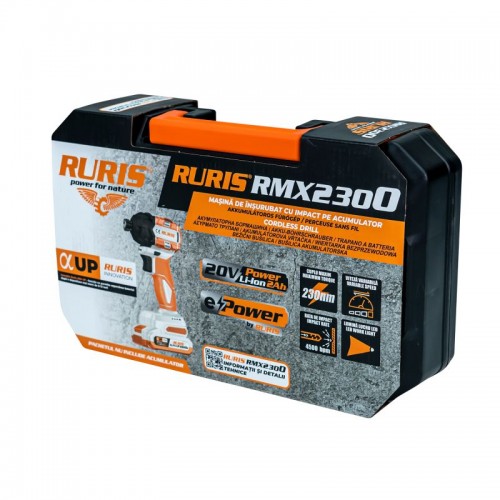 Masina de insurubat cu impact pe acumulator RURIS RMX 2300 POWER ALFA UP {contine acumulator 4Ah+incarcator}