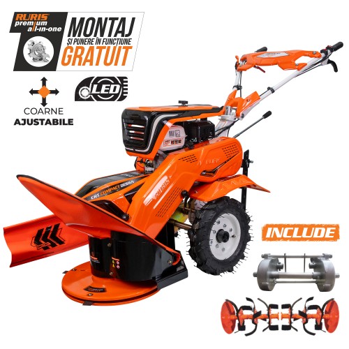 Utilaj multifunctional Ruris 7800crt + roti cauciuc 4.00-8+sistem de cosit 7800crt