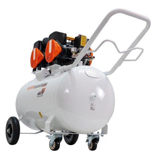 Compresor Silentios RURIS Silent Power 10000 OilFree – 3000W, 100L, 528 l/min, 8 Bar, Fara Ulei, 2 Cilindri, 2 Iesiri
